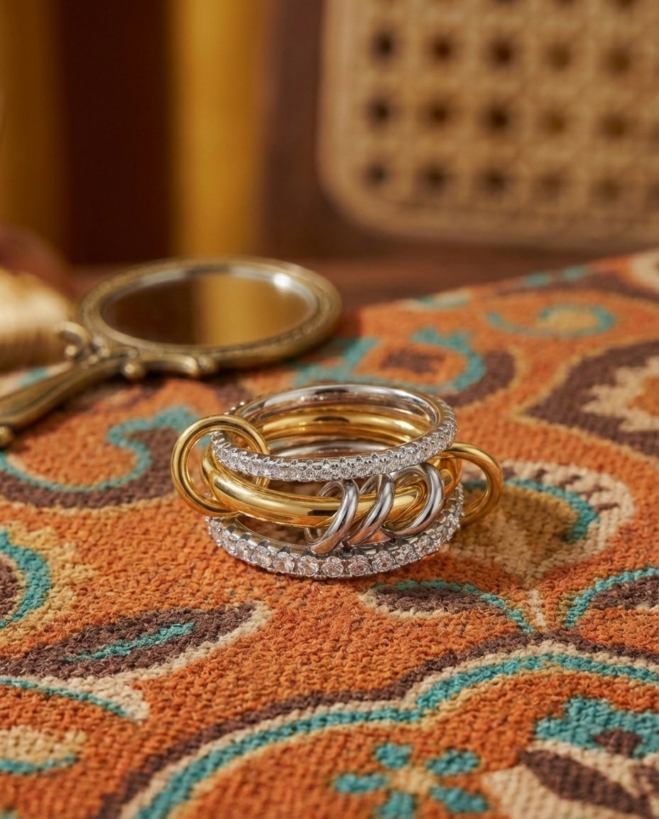 LUXELINK™ – Bague Multi-Liens Empilable en Acier Inoxydable Plaqué Or 18K