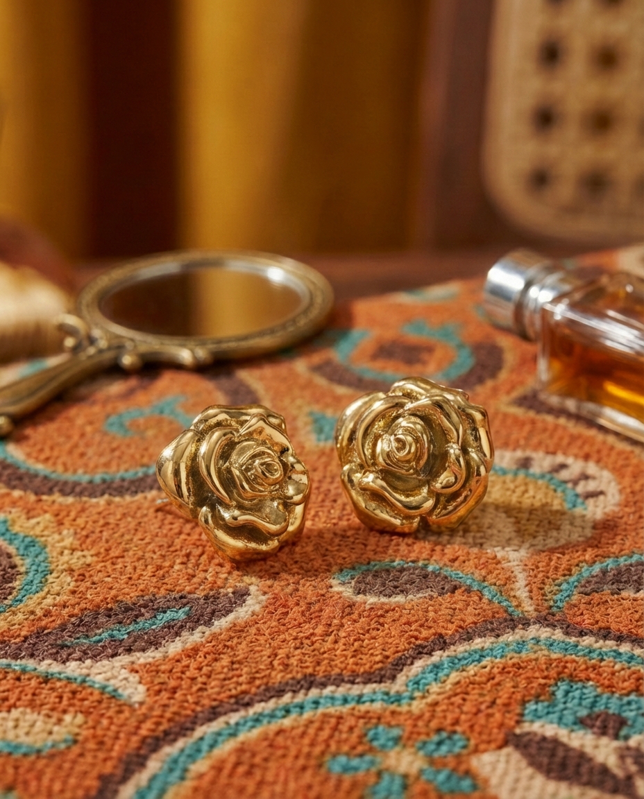 ROSÉLIA™ – Boucles d’oreilles Fleur Rose en Acier Inoxydable